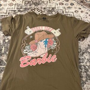 Barbie Women's Brown Graphic Tee with Pink Details